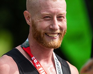 Scott R. Galvin | The Vindicator.Erik Reed of East Liverpool smiles after he wins the first inaugural Youngstown Marathon on Sunday, June 3, 2018.