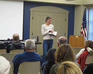 Neighbors | Zack Shively.Author Jennifer Pharr Davis spoke at the Boardman library about her book "The Pursuit of Endurance." She talked about her story and the stories of other hikers. Pictured, she read a portion of her book about William Doyle, an important person to her life and another accomplished hiker.
