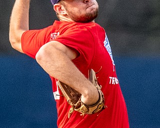 DIANNA OATRIDGE | THE VINDICATORÊ Champion's Drake Batcho delivers a pitch for the Trumbull County team during the Valley All-Star Classic at Eastwood Field in Niles on Friday.