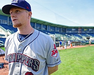 NILES, OHIO - JUNE 12, 2018: Mahoning Valley Scrappers' Mitch Reeves answers questions from the media during the teams media day, Tuesday morning at Eastwood Field. DAVID DERMER | THE VINDICATOR