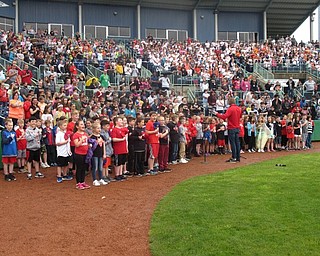 Neighbors | Zack Shively.Students at Dobbins Elementary visited Eastwood Field to watch the Youngstown State University baseball team take on Kent State University. The third-grade students got the chance to sing the National Anthem before the game.