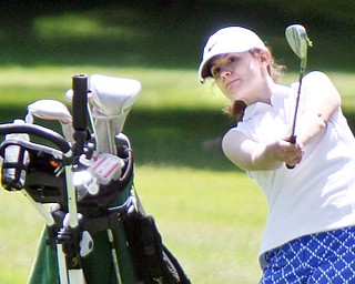 Megan Stoneburner of The Lake Club chips putts during Thursday's Greatest Golfer of the Valley juniors, girls 17 and under, at the Trumbull Country Club.
