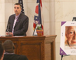 Judge Robert Rusu of Mahoning County Probate Court was the keynote speaker at the county’s recognition of World Elder Abuse Awareness Day in the courthouse rotunda. Judge Rusu said Friday everyone needs to do a better job of stopping abuse before it happens.