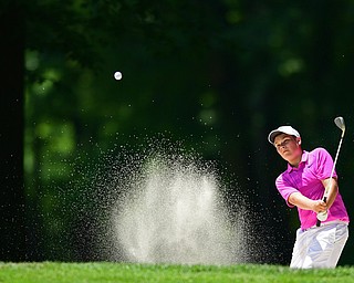 BOARDMAN, OHIO - JUNE 17, 2018: Calen Sanderson, from Skillman, New Jersey, follows his shot from a sand trap on the 18th hole during the AJGA qualifying round, Sunday afternoon at Mill Creek Golf Course. DAVID DERMER | THE VINDICATOR