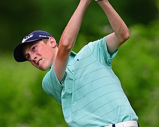 BOARDMAN, OHIO - JUNE 20, 2018: Reeve Felner, from Vienna, Virginia, follows his tee shot on the 18th hole during the second round of the AJGA junior tournament, Wednesday afternoon at Mill Creek Golf Course. DAVID DERMER | THE VINDICATOR