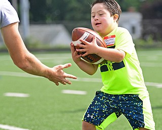 YOUNGSTOWN, OHIO - JUNE 25, 2018: Quintino DeSantis of Poland catches a pass during the Mooney football Camp of Champions, Monday morning at Cardinal Mooney High School. DAVID DERMER | THE VINDICATOR