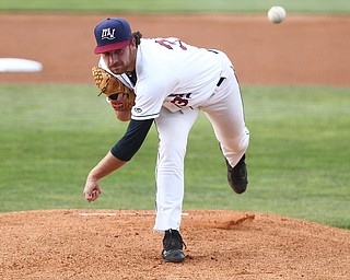 Scrappers starting pitcher Zach Draper (32) completed five innings holdin the crosscutters to five hits during Monday evenings matchup against the Williamsport Crosscutters at Eastwood Field in Niles.