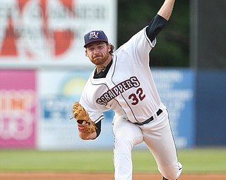 Scrappers starting pitcher Zach Draper (32) completed five innings holdin the crosscutters to five hits during Monday evenings matchup against the Williamsport Crosscutters at Eastwood Field in Niles.