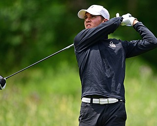 BOARDMAN, OHIO - JUNE 26, 2018: Tyler Kociel of Poland follows his tee shot on the 18th hole, Tuesday afternoon at Mill Creek Golf Course during the Vindy Greatest Golfer. DAVID DERMER | THE VINDICATOR