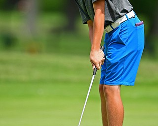 BOARDMAN, OHIO - JUNE 26, 2018: Luke Eyster of East Liverpool follows his putt on the 18th hole, Tuesday afternoon at Mill Creek Golf Course during the Vindy Greatest Golfer. DAVID DERMER | THE VINDICATOR