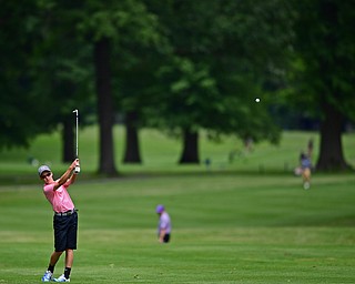 BOARDMAN, OHIO - JUNE 26, 2018: Jake Wilkeson of Canfield follows his approach shot on the ninth hole, Tuesday afternoon at Mill Creek Golf Course during the Vindy Greatest Golfer. DAVID DERMER | THE VINDICATOR