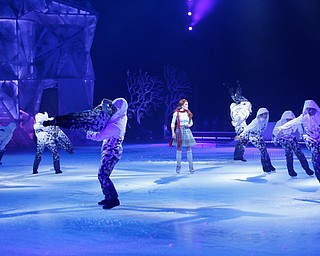 Madeline Stammen, center, performs as Crystal in Cirque Du Soleil Crystal in Covelli Centre on Wednesday.