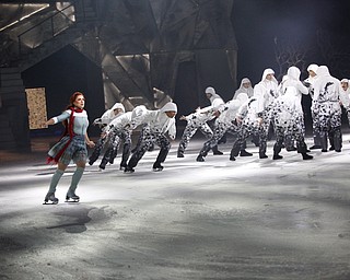 Madeline Stammen, left, performs as Crystal in Cirque Du Soleil Crystal in Covelli Centre on Wednesday.