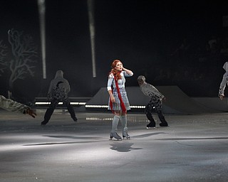 Madeline Stammen, center, performs as Crystal in Cirque Du Soleil Crystal in Covelli Centre on Wednesday.