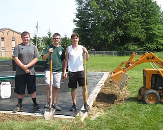 Neighbors | Zack Shively.Boy Scout Kaleb Sepe built a gaga ball pit for Stadium Drive Elementary School as a part of his criteria to earn the Eagle Scout rank. Pictured are, from left, Aiden Hammer, Andrew Eberth and Kaleb Sepe.