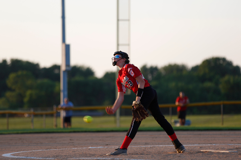 Canfield's Malena Toth pitches during the district championship game against Poland on Sunday.