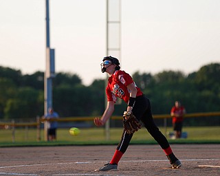 Canfield's Malena Toth pitches during the district championship game against Poland on Sunday.