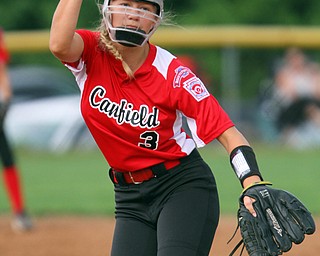 William D. Lewis The Vindicator  Canfield pitcher Bella Kennedy(3) delivers during 7-2-18 win over Poland at Fields of Dreams.