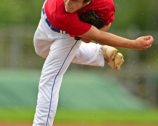STRUTHERS, OHIO - JULY 3, 2018: Avalanche starting pitcher Garrett Brewer delivers in the second inning of a baseball game against Creekside, Tuesday, July 3, 2018 in Struthers. DAVID DERMER | THE VINDICATOR