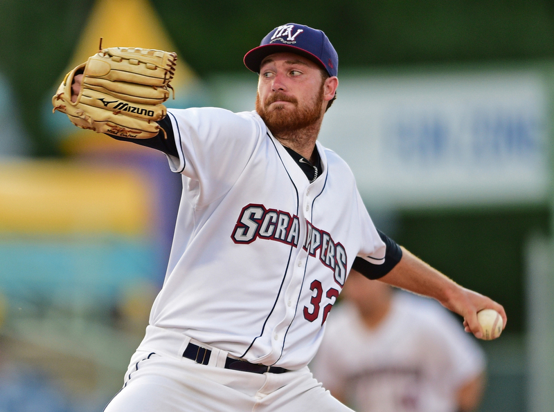 NILES, OHIO - JULY 6, 2018: Mahoning Valley Scrappers starting pitcher Zach Draper delivers in the third inning of a baseball game against the Batavia Muckdogs, Friday, July 6, 2018, in Niles. DAVID DERMER | THE VINDICATOR