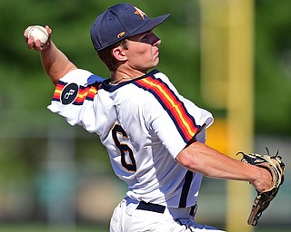 STRUTHERS, OHIO - JULY 7, 2018: Astro starting pitcher Marco Defalco delivers in the second inning of a baseball game against KnightLine, Saturday, July 7, 2018, in Struthers. DAVID DERMER | THE VINDICATOR