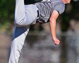 STRUTHERS, OHIO - JULY 7, 2018: Roth Brothers starting pitcher Marshall Wheeler delivers in the fourth inning of a baseball game against Baird Brothers, Saturday, July 7, 2018, in Struthers. DAVID DERMER | THE VINDICATOR