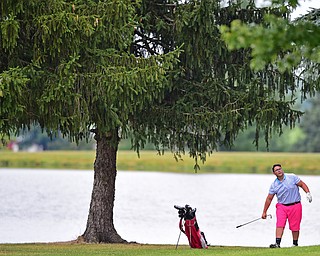 SALEM, OHIO - JULY 10, 2018: Andy Murphy of Youngstown follows his approach shot on the 9th hole during the Vindy Greatest Golfer Qualifier, Tuesday afternoon at Salem Hills Golf Course. DAVID DERMER | THE VINDICATOR