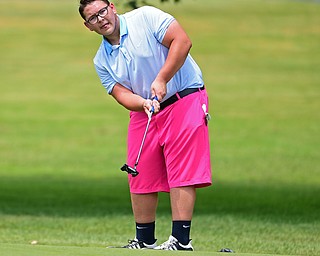 SALEM, OHIO - JULY 10, 2018: Andy Murphy of Youngstown follows his putt on the 9th hole during the Vindy Greatest Golfer Qualifier, Tuesday afternoon at Salem Hills Golf Course. DAVID DERMER | THE VINDICATOR