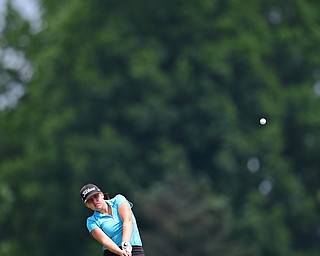 SALEM, OHIO - JULY 10, 2018: Emily Jackson of Boardman follows her approach shot on the tenth hole during the Vindy Greatest Golfer Qualifier, Tuesday afternoon at Salem Hills Golf Course. DAVID DERMER | THE VINDICATOR