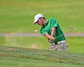 SALEM, OHIO - JULY 10, 2018: Kyle Koziel of Poland follows his shot from the sand trap on the 16th hole during the Vindy Greatest Golfer Qualifier, Tuesday afternoon at Salem Hills Golf Course. DAVID DERMER | THE VINDICATOR