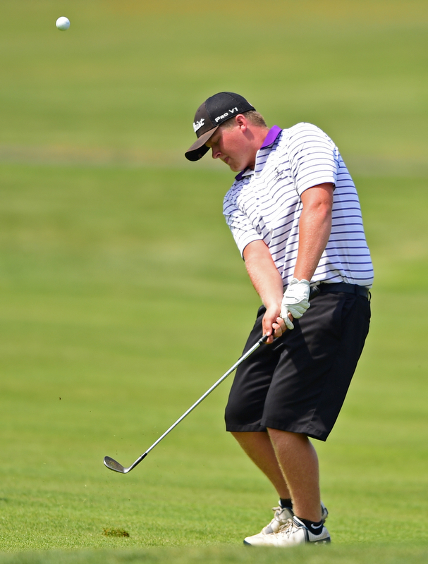 SALEM, OHIO - JULY 10, 2018: Matthew Kinkela follows his approach shot on the 16th hole during the Vindy Greatest Golfer Qualifier, Tuesday afternoon at Salem Hills Golf Course. DAVID DERMER | THE VINDICATOR