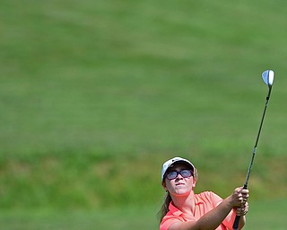 SALEM, OHIO - JULY 10, 2018: Sophia Yurich of Poland follows her approach shot on the 10th hole during the Vindy Greatest Golfer Qualifier, Tuesday afternoon at Salem Hills Golf Course. DAVID DERMER | THE VINDICATOR