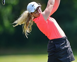 SALEM, OHIO - JULY 10, 2018: Sophia Yurich of Poland follows her tee shot on the 11th hole during the Vindy Greatest Golfer Qualifier, Tuesday afternoon at Salem Hills Golf Course. DAVID DERMER | THE VINDICATOR