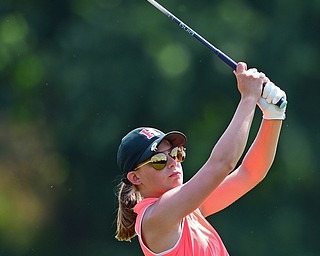 SALEM, OHIO - JULY 10, 2018: Leah Benson follows her tee shot on the 11th hole during the Vindy Greatest Golfer Qualifier, Tuesday afternoon at Salem Hills Golf Course. DAVID DERMER | THE VINDICATOR