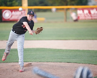 Canfield's Aiden Radinsky pitches to Boardman during the first inning of the Little League baseball 11-U playoff game on Wednesday.