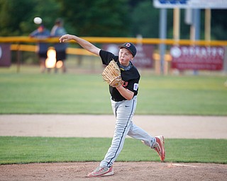 Canfield's Aiden Radinsky pitches to Boardman during the first inning of the Little League baseball 11-U playoff game on Wednesday.