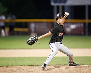 Canfield's Drew Snyder pitches during fourth inning of the Little League baseball 11-U playoff game against Boardman on Wednesday.