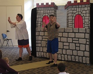 Neighbors | Zack Shively.Performers Zach Robinson and Brandon Leatherland performed Rumpelstiltskin for the children at Austintown library. Their characters of Tarleton and Brunswick acted as the storytellers for the play, both adopting British accents. The play featured puppets, comedy, singing and dancing.