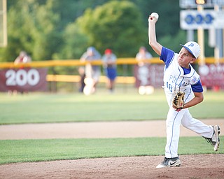 Poland's Matt Paparoois pitches the ball during the second inning of the 12u district championship game against Boardman at Field of Dreams in Boardman on Thursday.