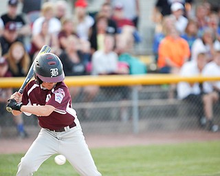 Boardman's Marty Stachowicz watches a pitch during the second inning of the 12u district championship game against Poland at Field of Dreams in Boardman on Thursday.