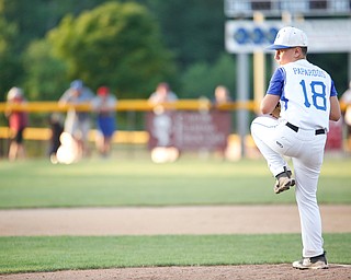 Poland's Matt Paparoois pitches the ball during the second inning of the 12u district championship game against Boardman at Field of Dreams in Boardman on Thursday.