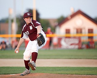 Boardman's Ryan Conti pitches the ball during the 12u championship game against Poland at Field of Dreams on Friday.