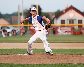 Poland's TJ Rickey pitches the ball during the 12u championship game against Boardman at Field of Dreams on Friday.