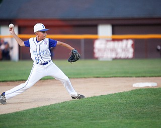 Poland's Ryan DiLullo pitches the ball during the 12u championship game against Boardman at Field of Dreams on Friday.