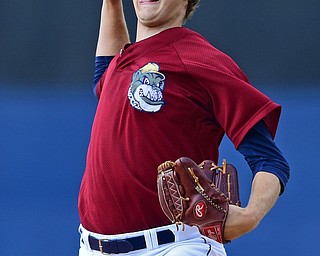 NILES, OHIO - JULY 15, 2018: Mahoning Valley Scrapers starting pitcher Cameron Mingo delivers in the fourth inning of a baseball game against raw Hudson Valley Renegades, Sunday, July 15, 2018, in Niles. The Scrappers won 8-6. DAVID DERMER | THE VINDICATOR