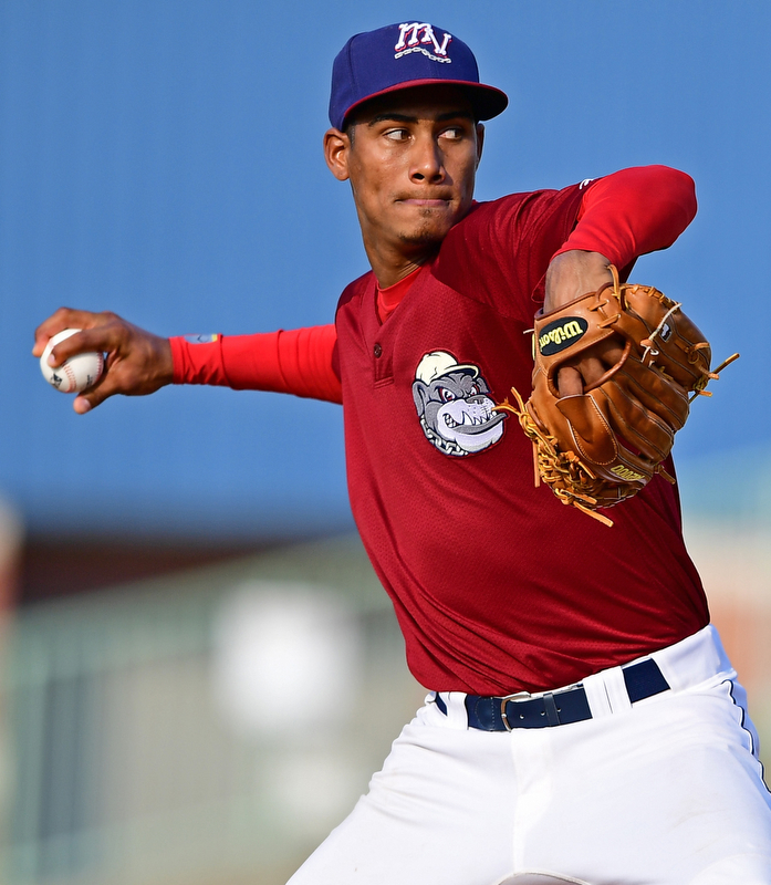 NILES, OHIO - JULY 15, 2018: Mahoning Valley Scrappers relief pitcher Luis Santos delivers in the seventh inning of a baseball game against raw Hudson Valley Renegades, Sunday, July 15, 2018, in Niles. The Scrappers won 8-6. DAVID DERMER | THE VINDICATOR