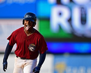 NILES, OHIO - JULY 15, 2018: Mahoning Valley Scrappers' Hosea Nelson runs the bases after hitting a walk-off home run off Hudson Valley Renegades relief pitcher Jesus Ortiz in the ninth inning, Sunday, July 15, 2018, in Niles. The Scrappers won 8-6. DAVID DERMER | THE VINDICATOR