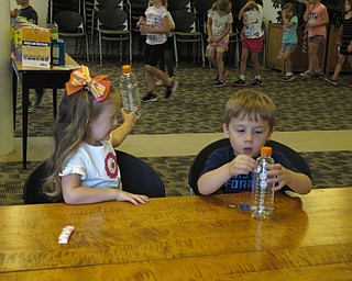 Neighbors | Jessica Harker.Aubrey Cavalier and Damien Caspary worked together to decorate their shakers on June 25 at the Austintown library.