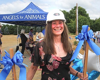 William D. Lewis The Vindicator  A ground breaking ceremony was held Sunday 7-22-18 for a new wing at Angels for Animals. Angels co founder Diane Less is all smiles during the event.