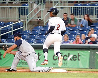 Hosea Nelson runs out his ground ball during Tuesday night's game against the Cyclones.